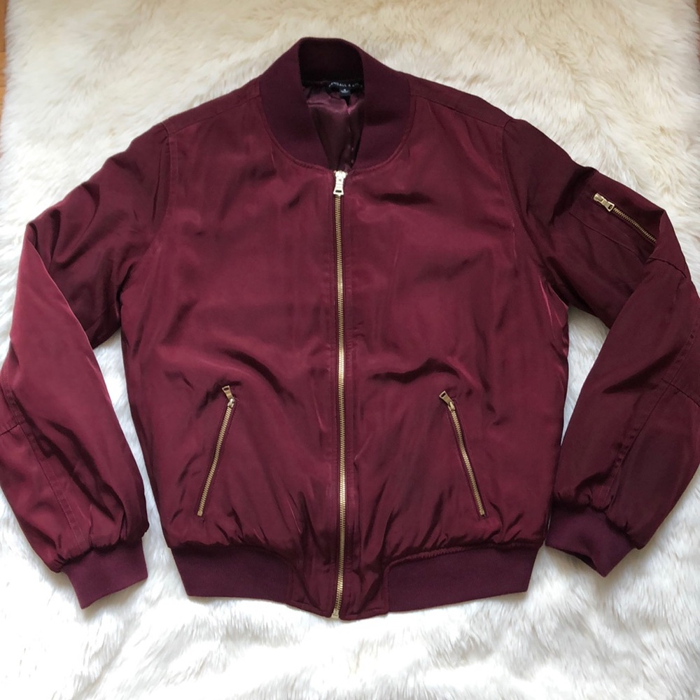 Kendall & Kylie Burgundy Bomber Puffer Jacket